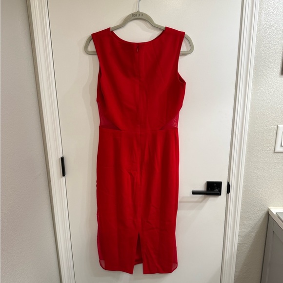 Dress the Population Bryson Dress - Red Dress with Mesh Panels - Picture 7 of 9